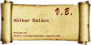 Völker Balázs névjegykártya